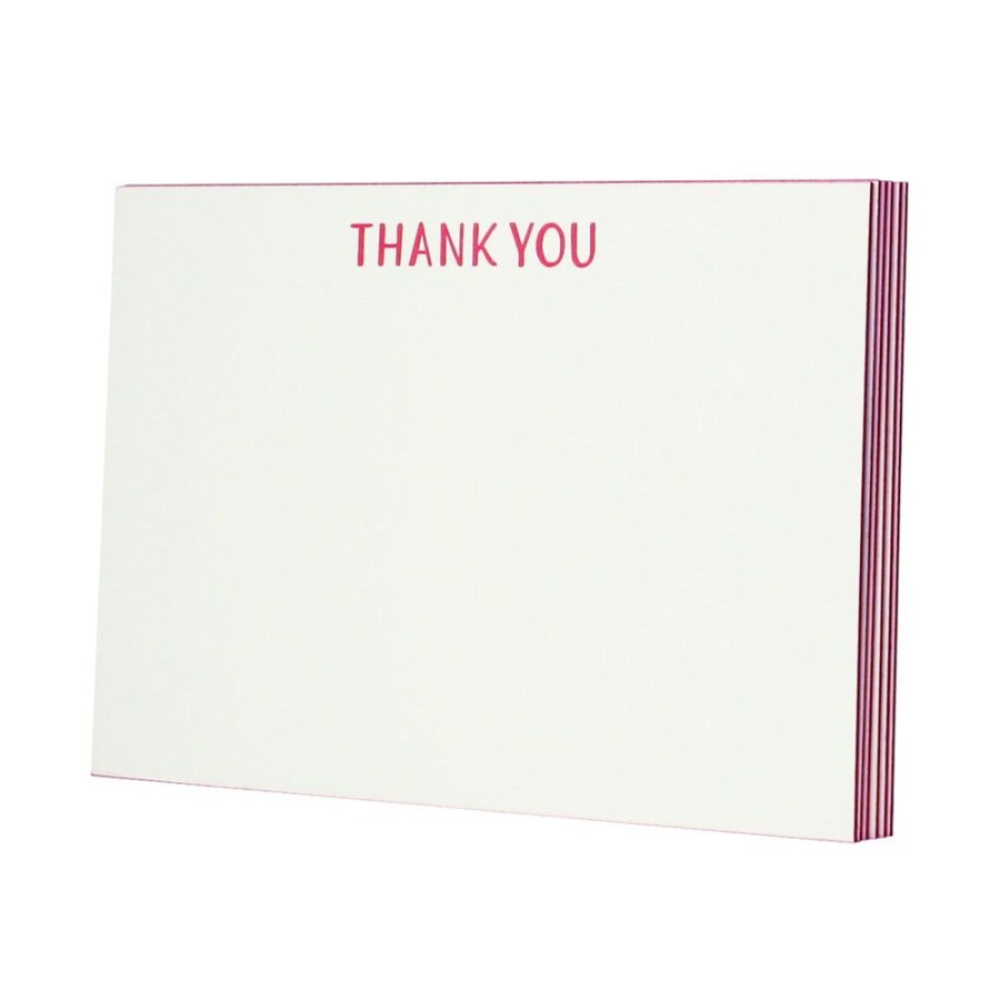 Cards Smudge Ink | Cherry Red Edge Painted Thank You Flat Note Set