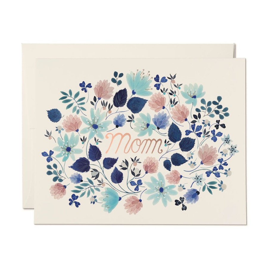 Cards Red Cap Cards | Blue Floral Burst Mom Card