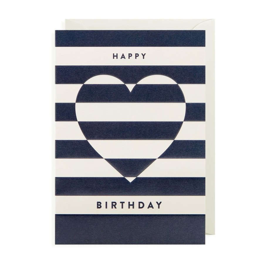 Cards Lagom Design | Striped Heart Birthday Card