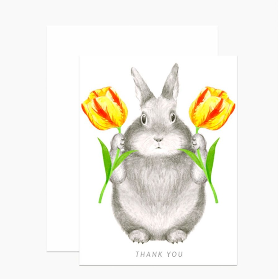 Cards Dear Hancock | Bunny With Tulips Thank You Card