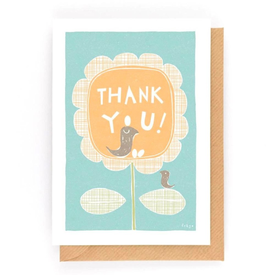 Cards Freya Art & Design | Thank You Birds And Flower Card