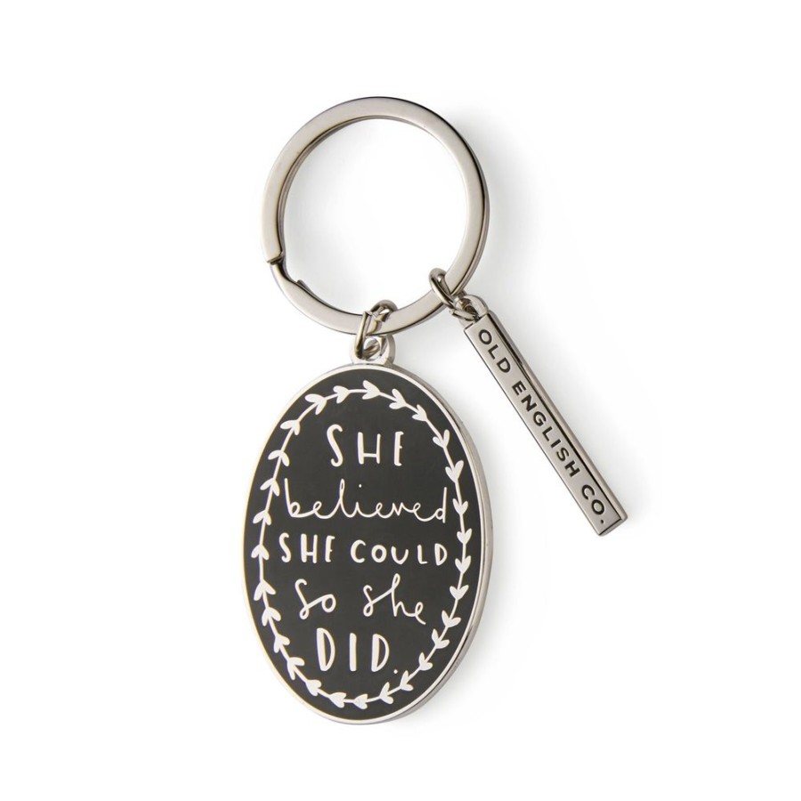 Lifestyle Old English Company | She Believed She Could Black And Silver Keyring