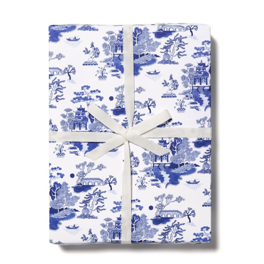 Wrap Red Cap Cards | Blue Chinoiserie Gift Wrap Roll