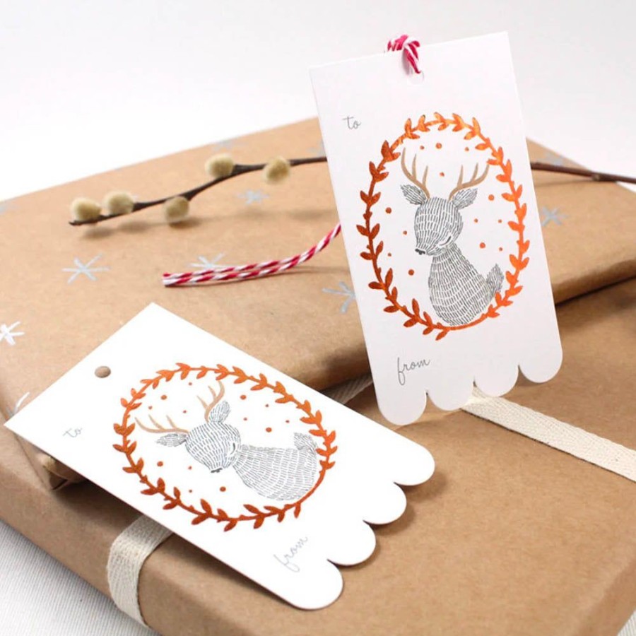 Wrap Whimsy Whimsical | Copper Foil Reindeer Wreath Gift Tags