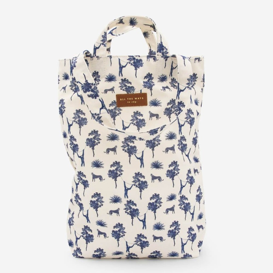 Lifestyle All the Ways to Say | Blue Jungle Tote Bag