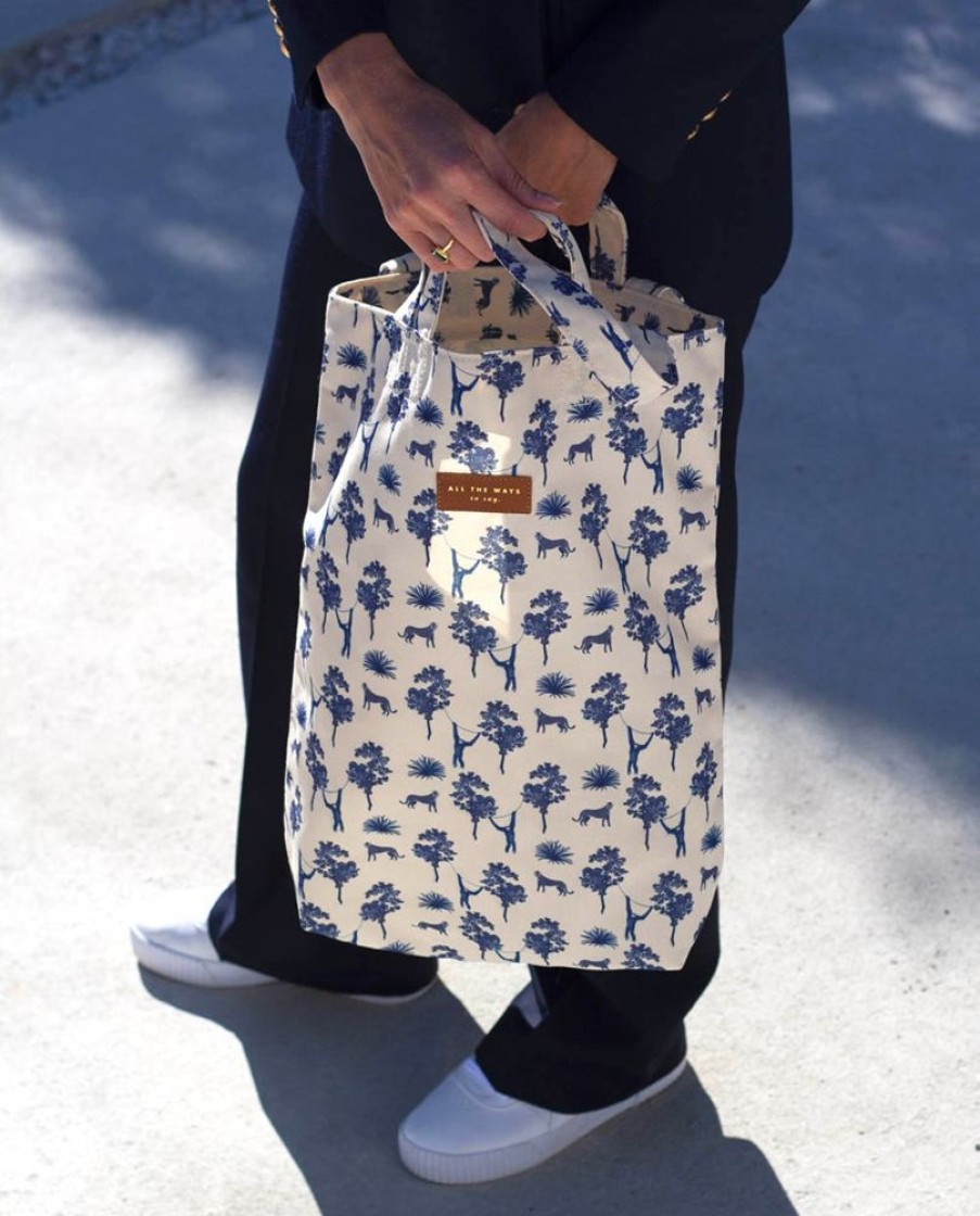 Lifestyle All the Ways to Say | Blue Jungle Tote Bag