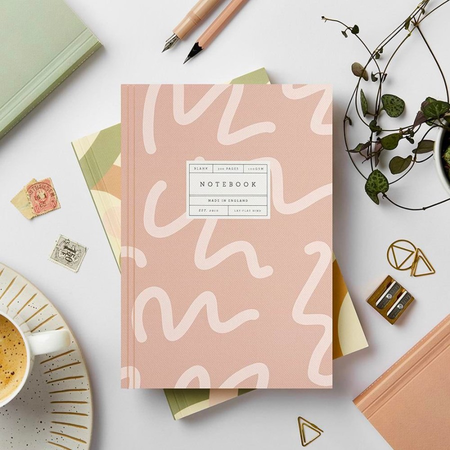 Notebooks & Planners Katie Leamon | Rose Squiggle Lay Flat Notebook