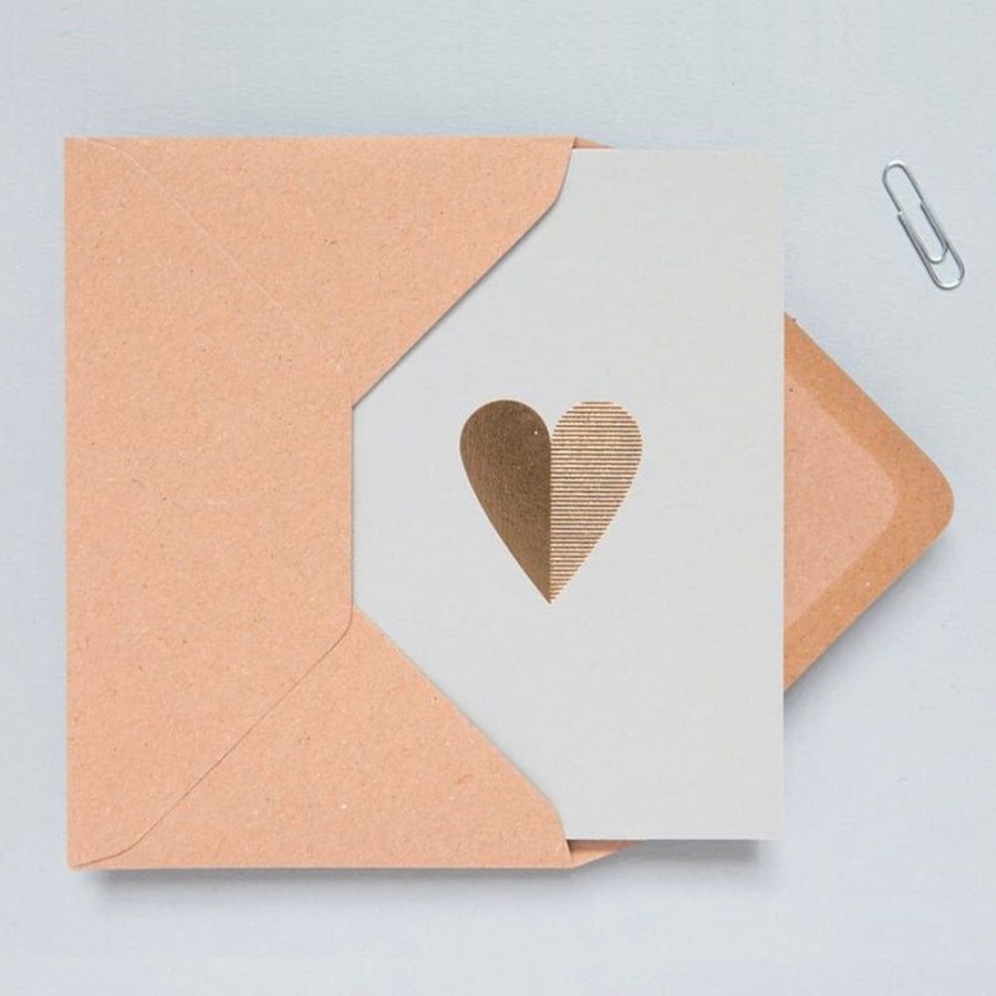 Cards Ola | Foil Blocked Light Grey Heart Card