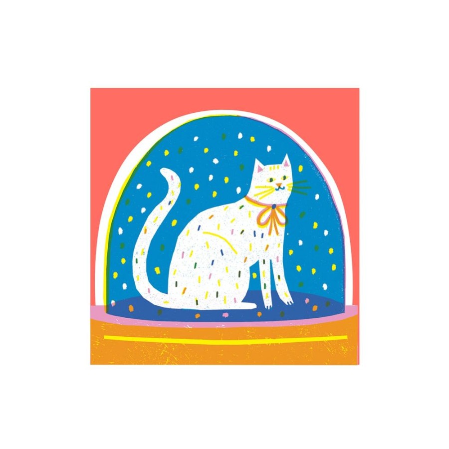 Cards The Printed Peanut | Cat Snowglobe Card