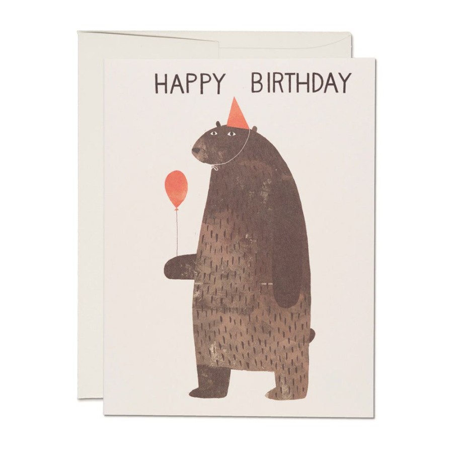 Cards Red Cap Cards | Party Bear Birthday Card