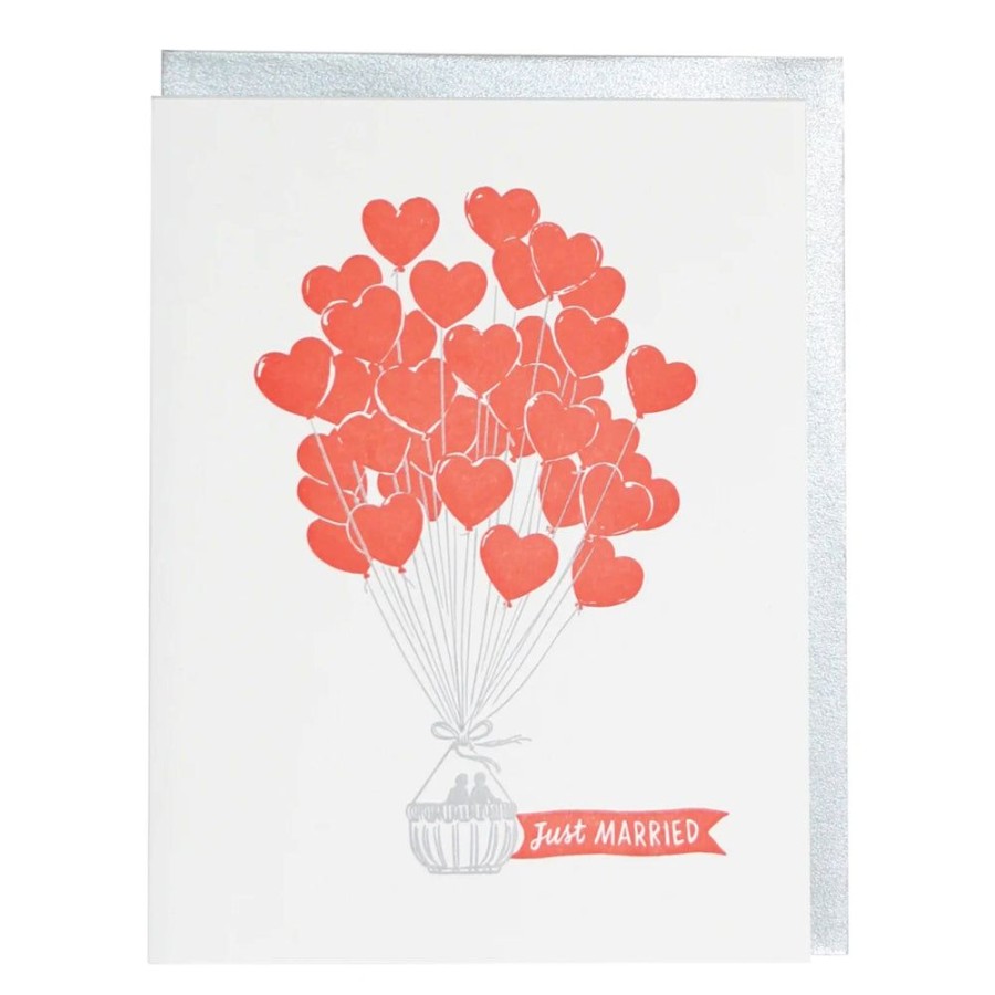 Cards Smudge Ink | Heart Air Balloons Wedding Card