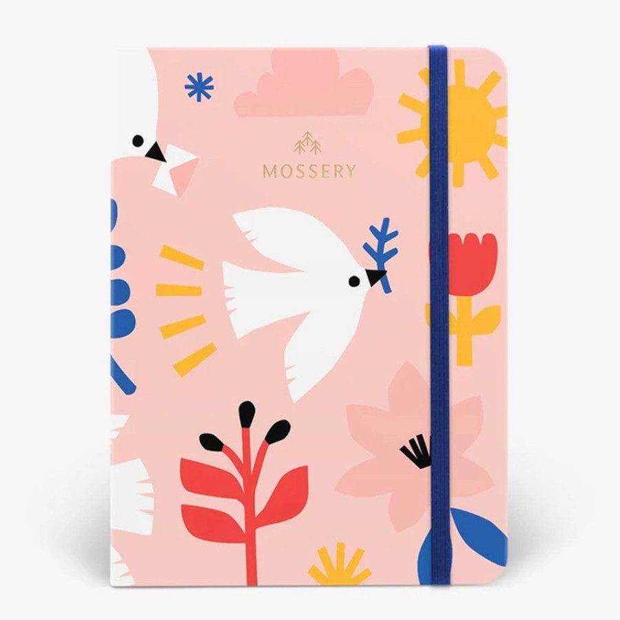 Notebooks & Planners Mossery | Delivery Doves Threadbound Notebook With Dotted Pages