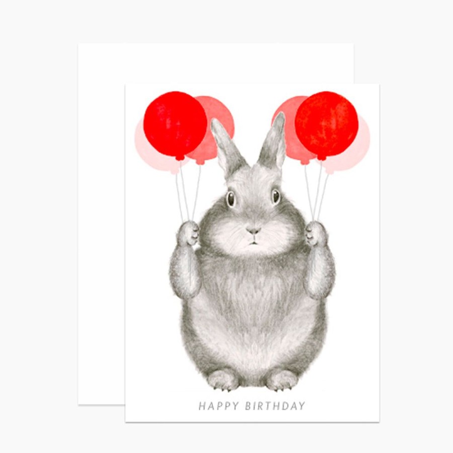 Cards Dear Hancock | Bunny With Balloons Birthday Card