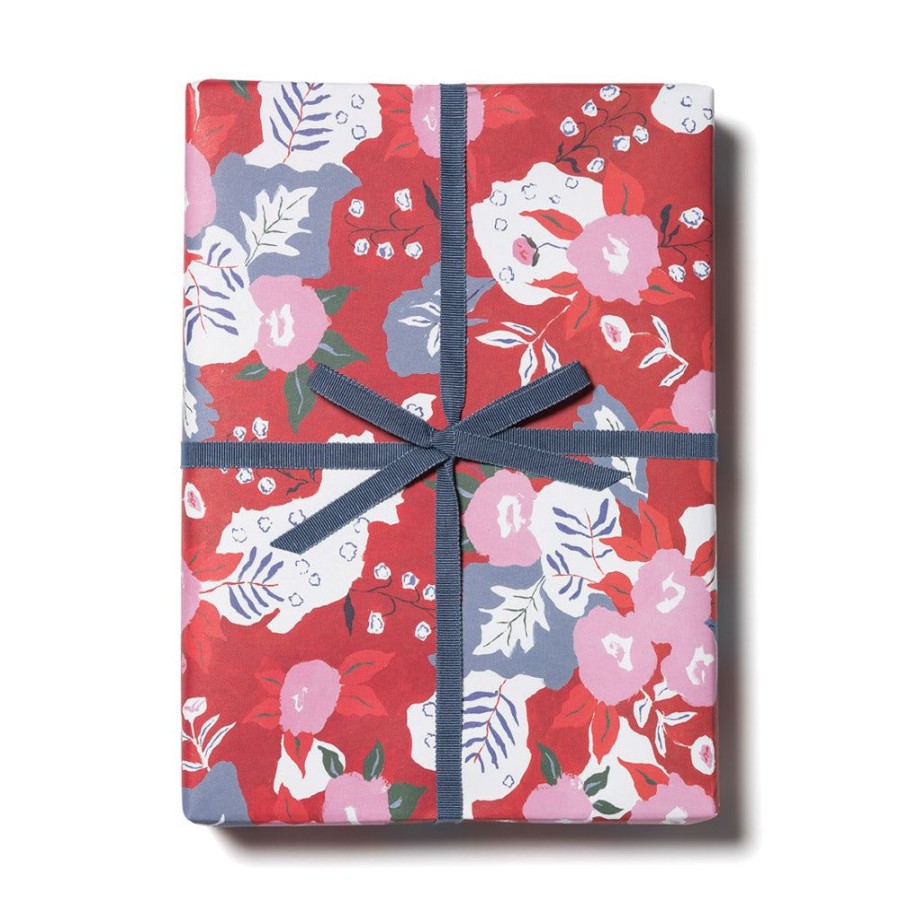 Wrap Red Cap Cards | Ruby Red Flower Gift Wrap Roll