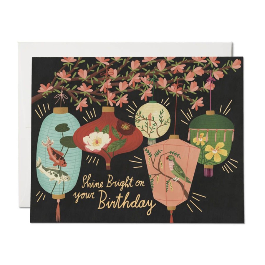 Cards Red Cap Cards | Birthday Lanterns Card