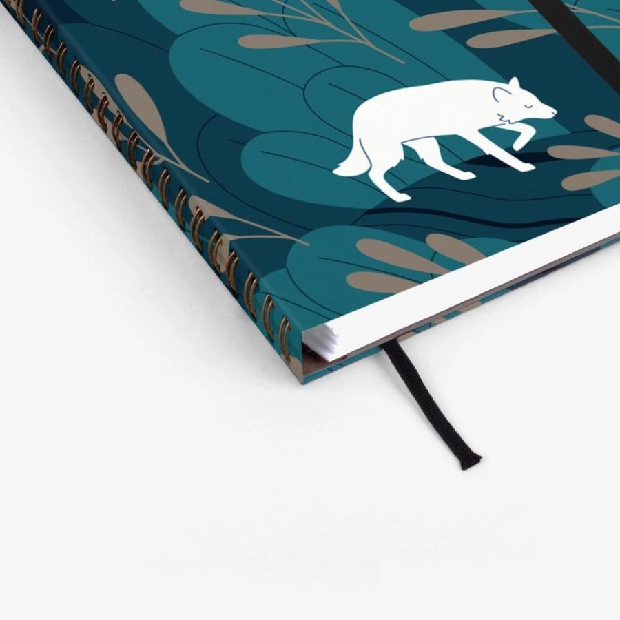 Notebooks & Planners Mossery | Night Wolf Wirebound Notebook With Lined Pages